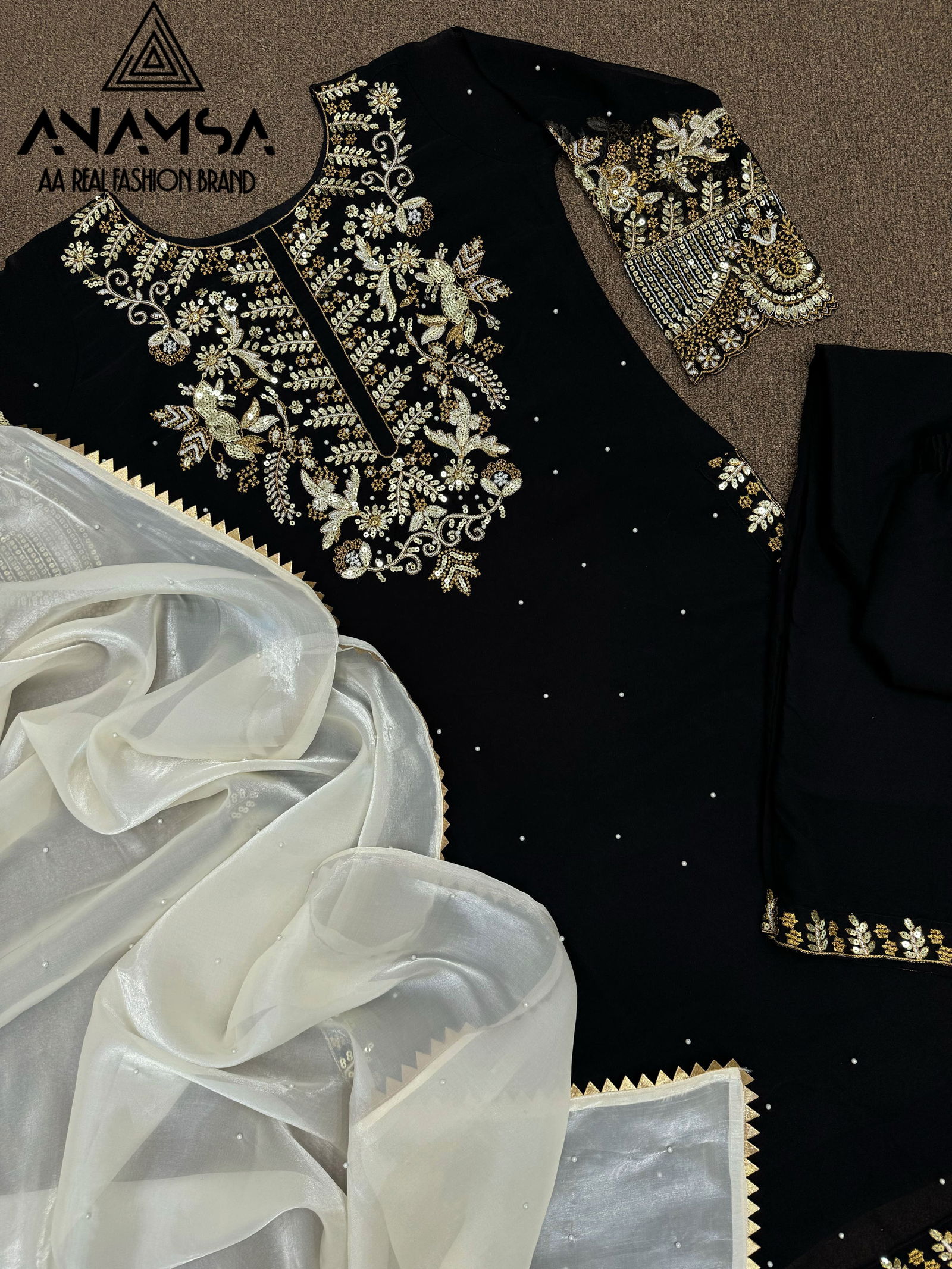 Anamsa 487 Faux Georgette Embroidery Pakistani Suit Wholesale Shop In Surat
